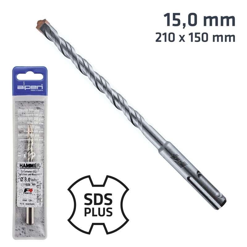 Alpen Sds Plus 210x150 15.0mm Hammer Bit Plastic Wallet
