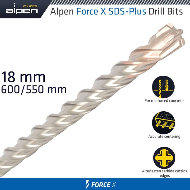 Alpen Force X 18.0 X 600/550  Sds-plus Drill Bit X4 Cutting Edges