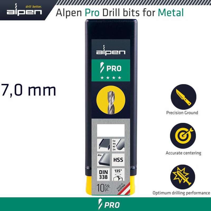 Alpen Pro Hss Drill Din 338 Rn 135  With Split Point 7.0mm Bulk