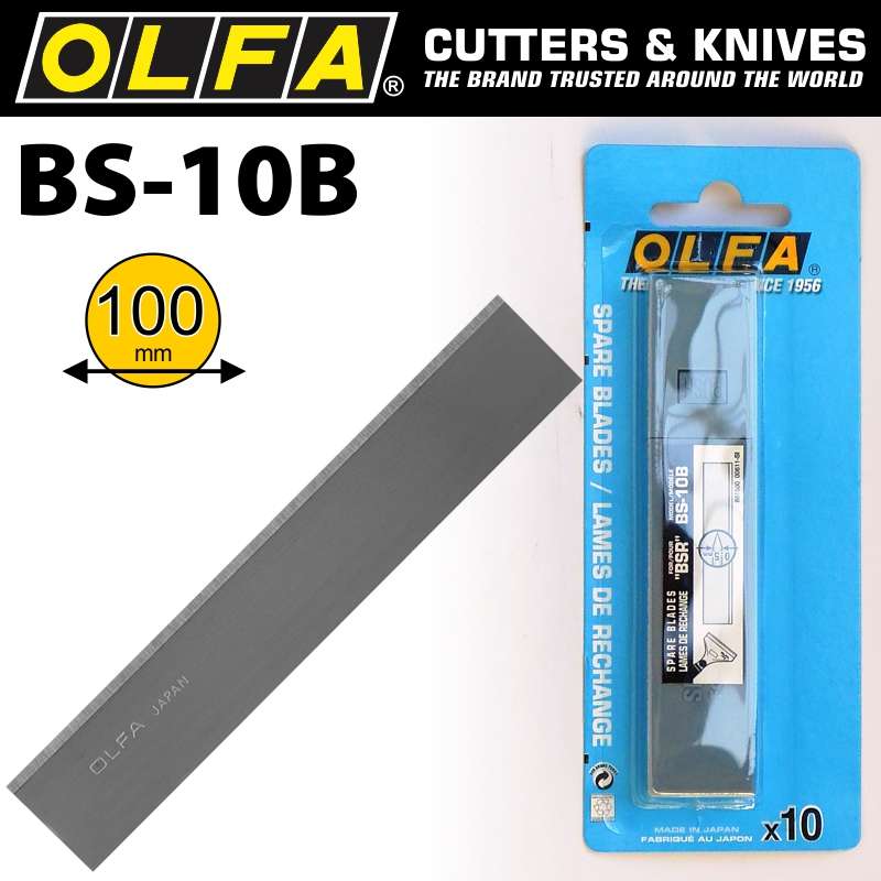 Olfa Scraper Blades X10 For Bsr200 & Bsr300 100mmx0.5mm