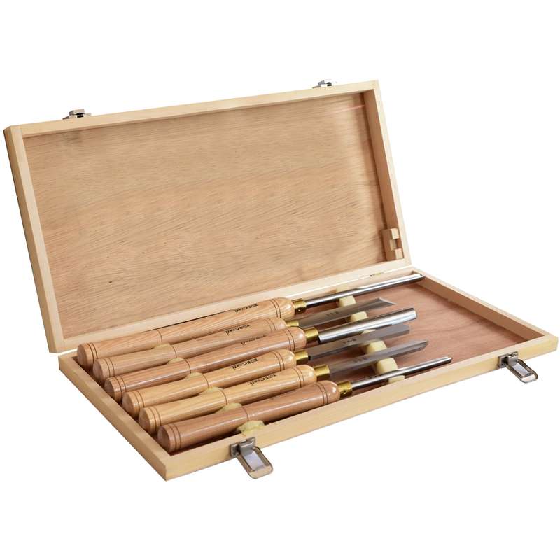 Tork Craft Chisel Set Wood Turning Hss 6 Piece Wooden Case