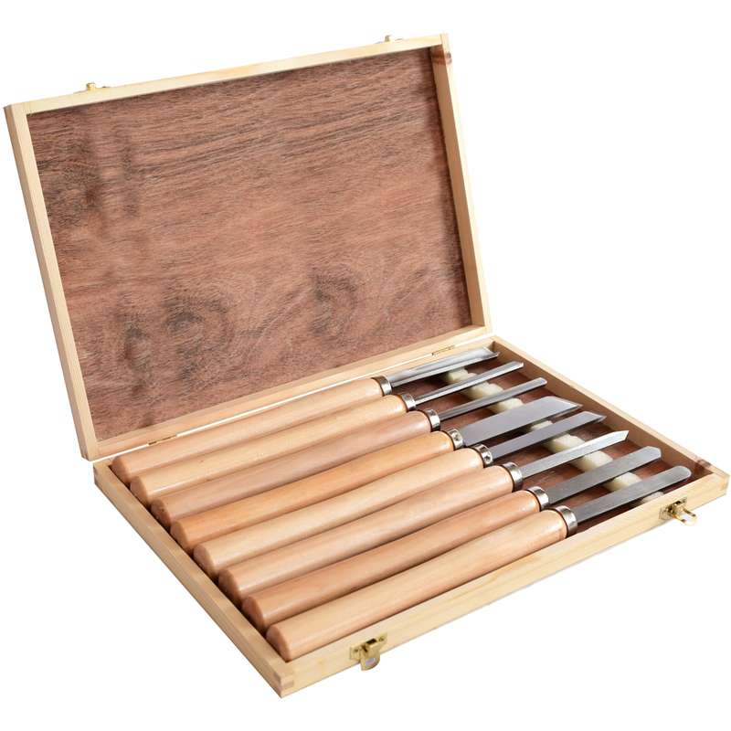 Tork Craft Chisel Set Wood Turning 8 Piece Std Wooden Case