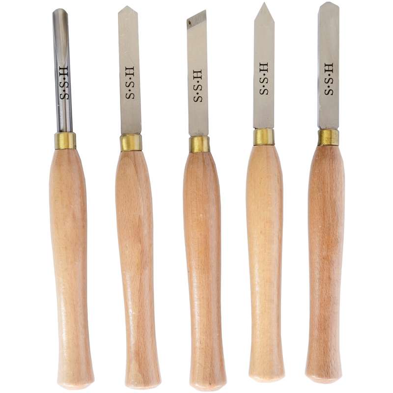 Tork Craft Chisel Set Wood Turning 300mm Hss 5 Piece Wood Case