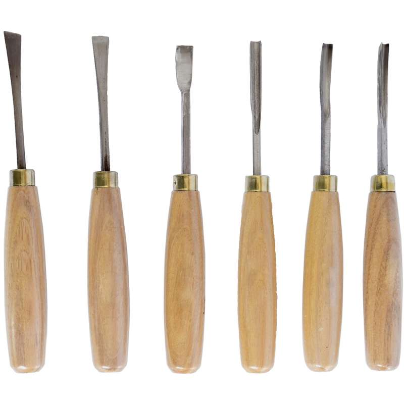Tork Craft Chisel Set Wood Carving 6 Piece Wooden Box