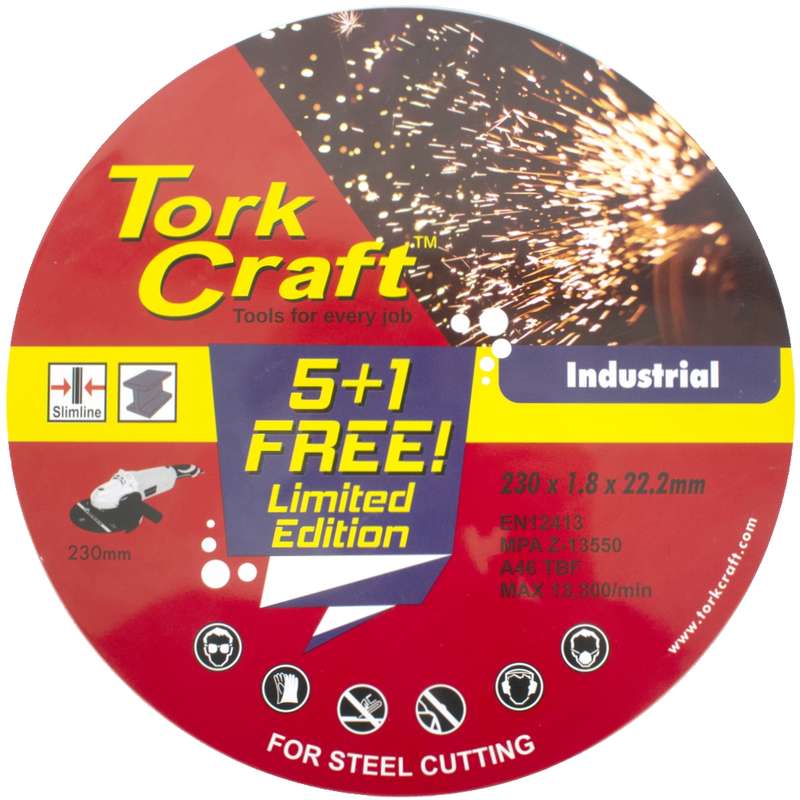 Tork Craft 5+ 1 Cutting Disc Ind. Metal 230 X 1.8 X 22.2 Mm Tin Case