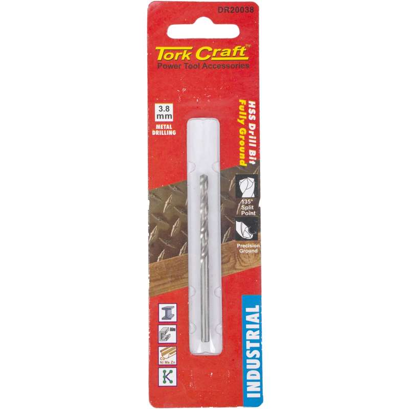 Tork Craft Drill Hss 3.8mm 135deg 1/card Industrial Bit