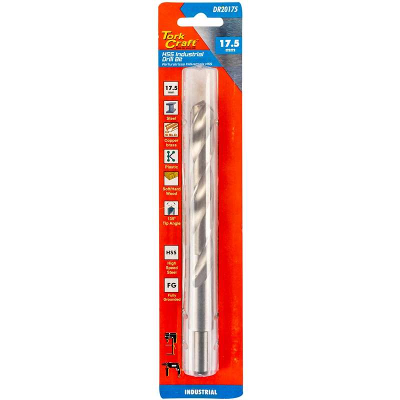 Tork Craft Drill Hss 17.5mm 135deg 1/card Reduced Shank Industrial Bit