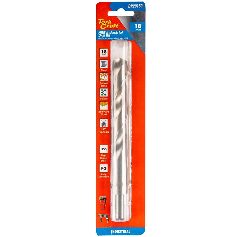 Tork Craft Drill Hss 18.0mm 135deg 1/card Reduced Shank Industrial Bit