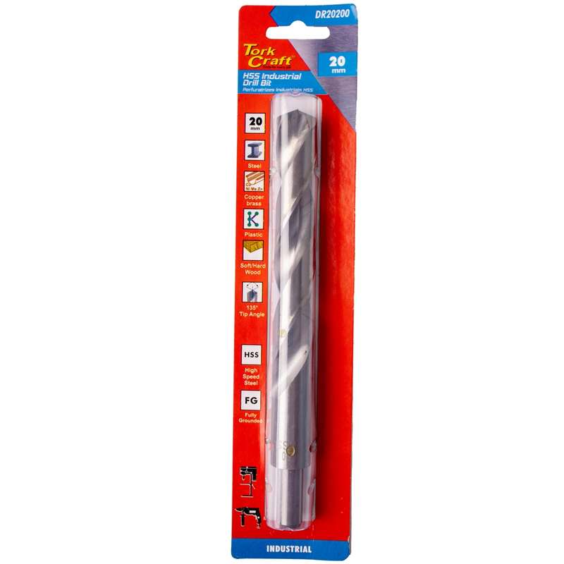 Tork Craft Drill Hss 20.0mm 135deg 1/card Reduced Shank Industrial Bit