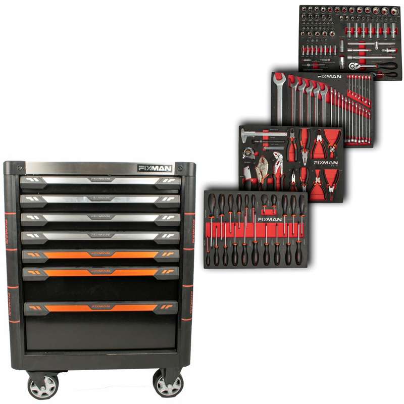 Fixman Fixman 7 Drawer Ind. Roller Cabinet On Castors With 145pc Of Stock