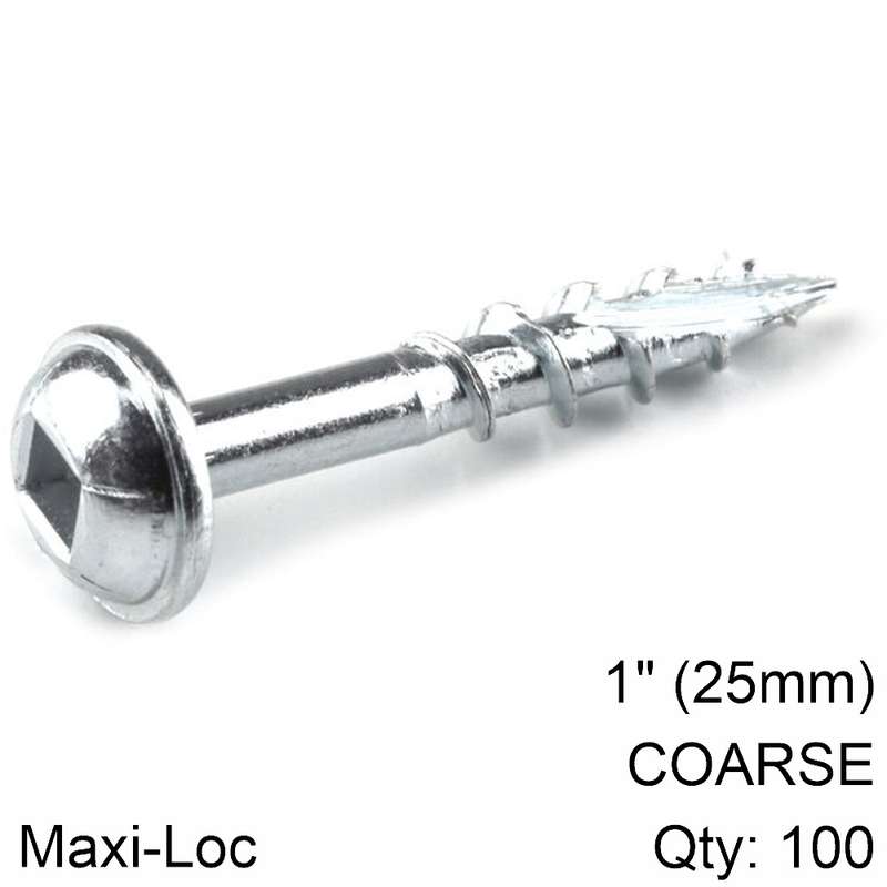Kreg Zinc Pocket Hole Screws 25mm 1.00\' #8 Coarse Thread Mx Loc 100ct