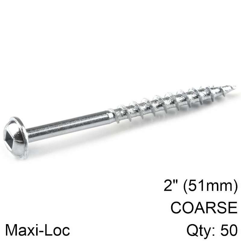 Kreg Zinc Pocket Hole Screws 51mm 2.00\' #8 Coarse Thread Mx Loc 50ct