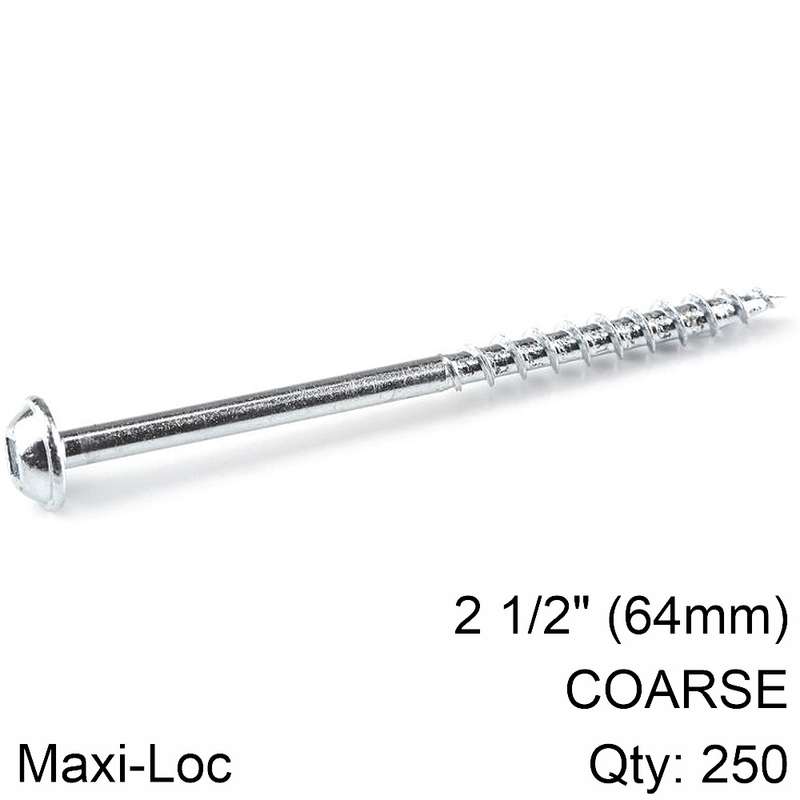 Kreg Zinc Pocket Hole Screws 64mm 2.50\' #8 Coarse Thread Mx Loc 250ct