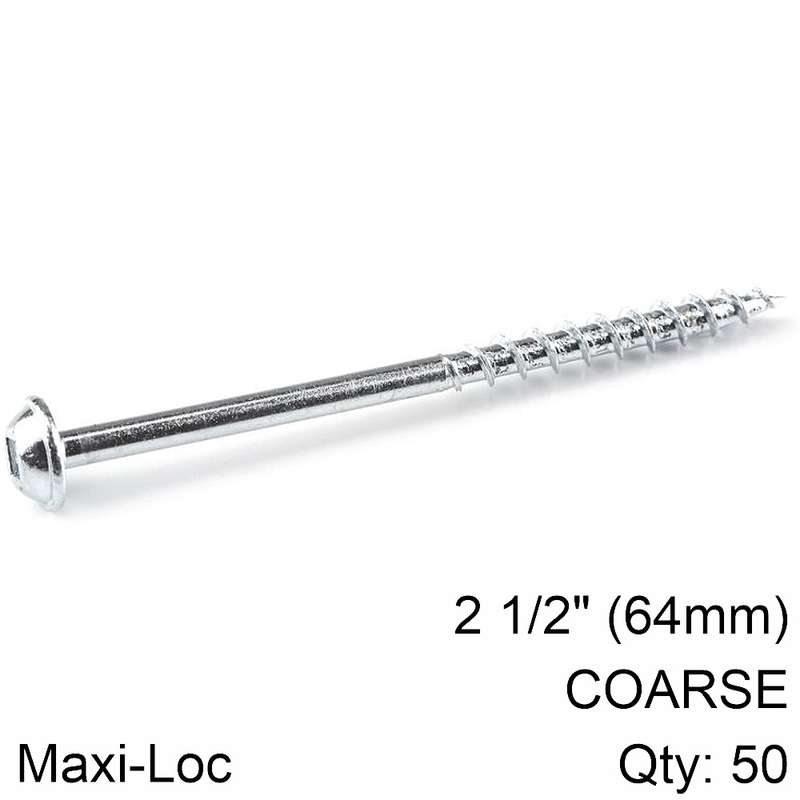 Kreg Zinc Pocket Hole Screws 64mm 2.50\' #8 Coarse Thread Mx Loc 50ct