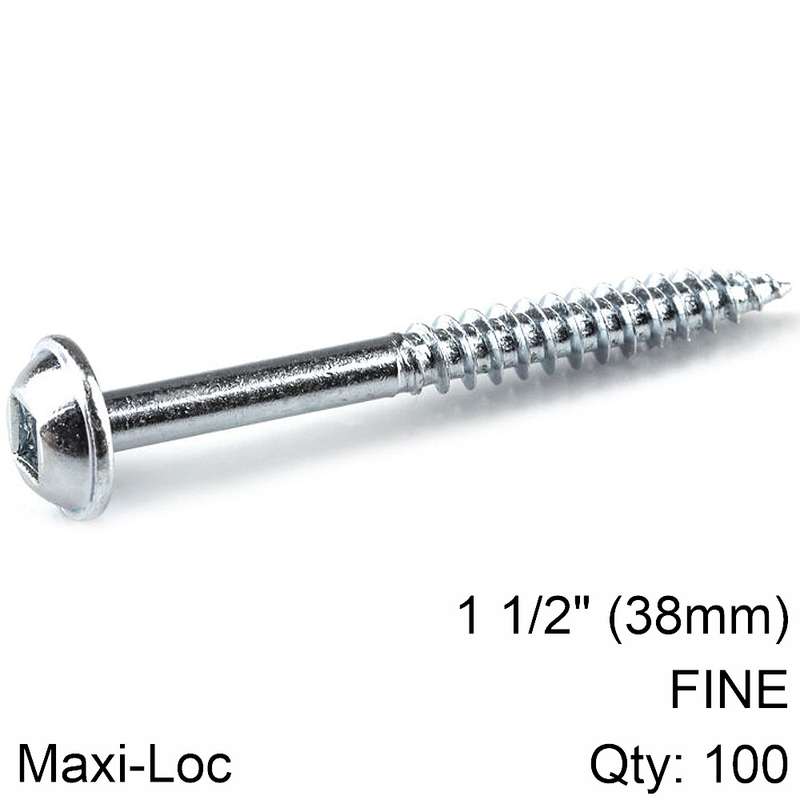 Kreg Zinc Pocket Hole Screws 38mm 1.50\' #7 Fine Thread Mx Loc 100ct