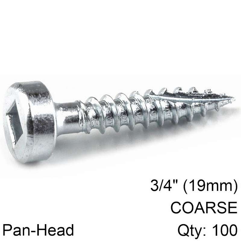 Kreg Zinc Pocket Hole Screws 19mm 0.75\' #6 Fine Thread Pan Head 100ct