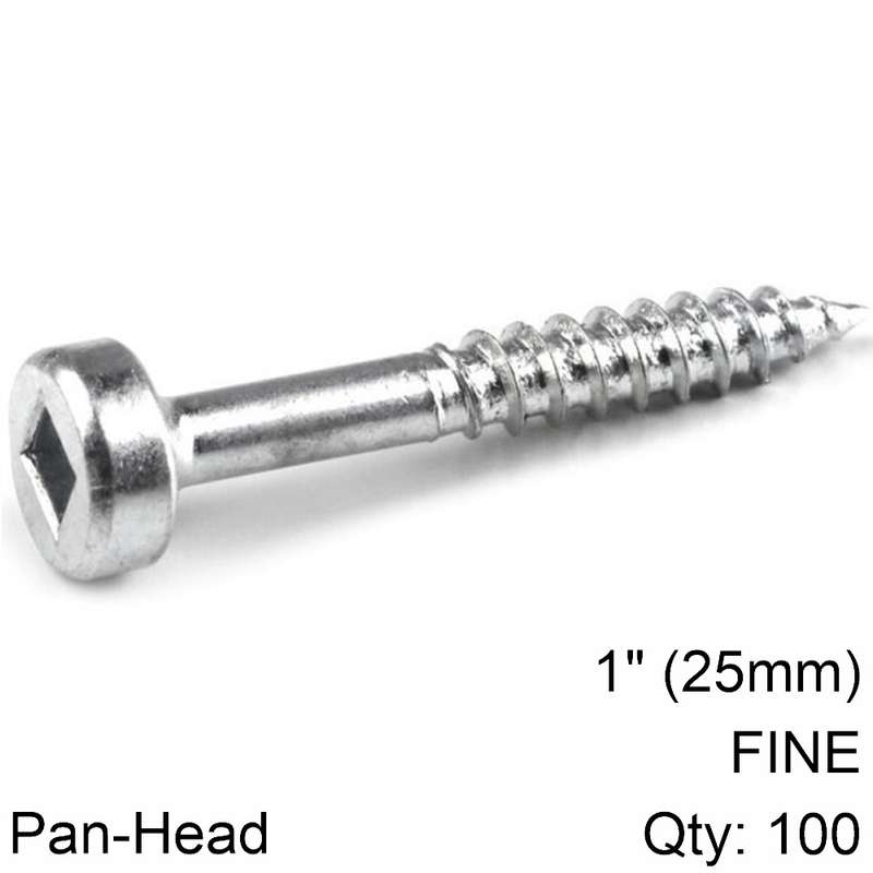 Kreg Zinc Pocket Hole Screws 25mm 1.00\' #6 Fine Thread Pan Head 100ct