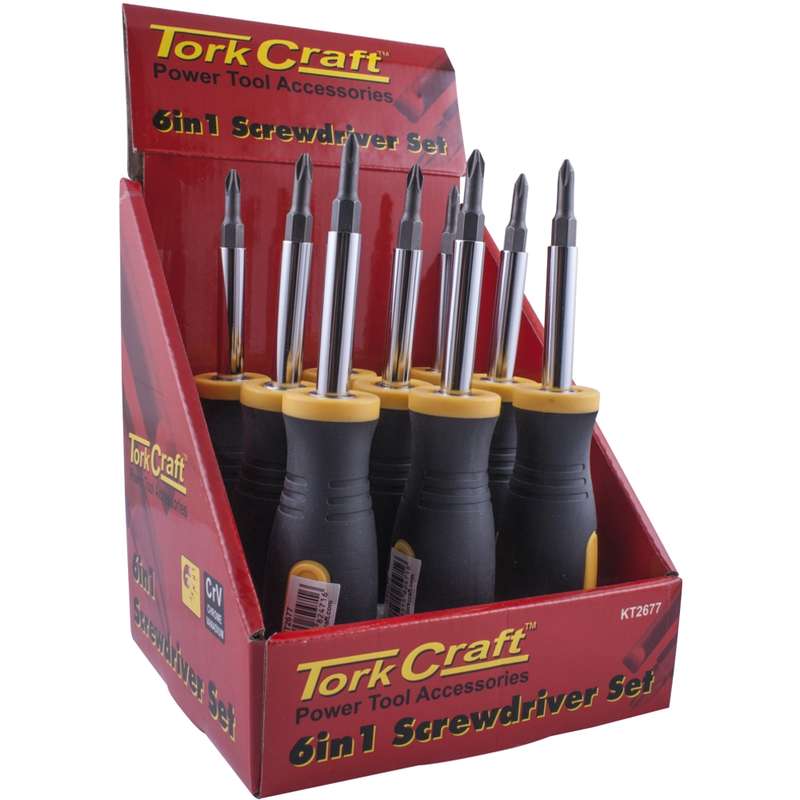 Tork Craft Screwdriver 6 In 1 Crv Bits Per Box Of 9