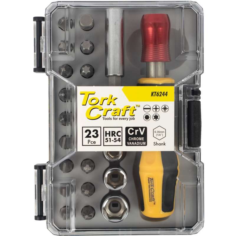 Tork Craft S/driver Insert & Socket Bit Set 23pc With Bit Holder