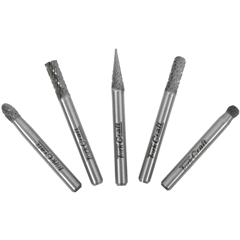 Tork Craft Rotary Burr Set 5 Pc Asstd 6mm Dia Tungsten