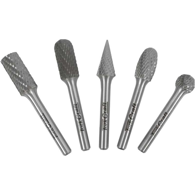 Tork Craft Rotary Burr Set 5 Pc Asstd 12mm Dia Tungsten
