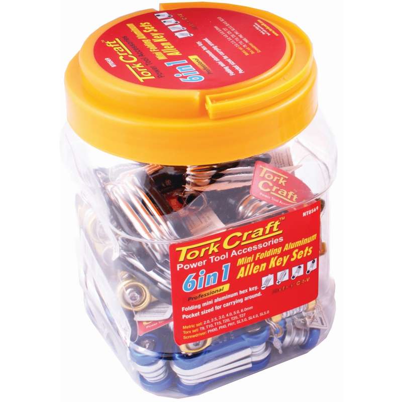 Tork Craft Aluminium Mini Folding Key Sets X30 Per Jar Hex. Torx. Ph & Pz