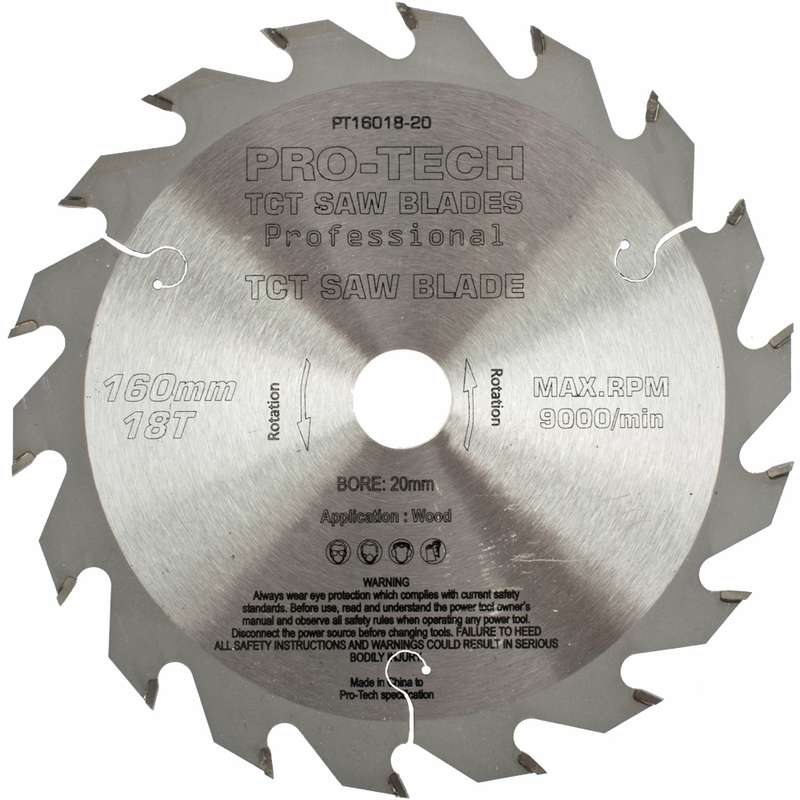 Pro-tech Saw Blade Tct 160x2.2x20x18t Wood Prof. Pro-tech Fes. Ts55 Pw1