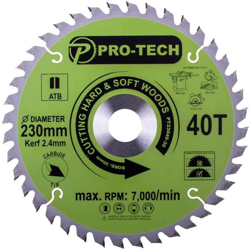 Pro-tech Saw Blade Tct 230 X 2.4 X 30 X 40t Wood Prof.