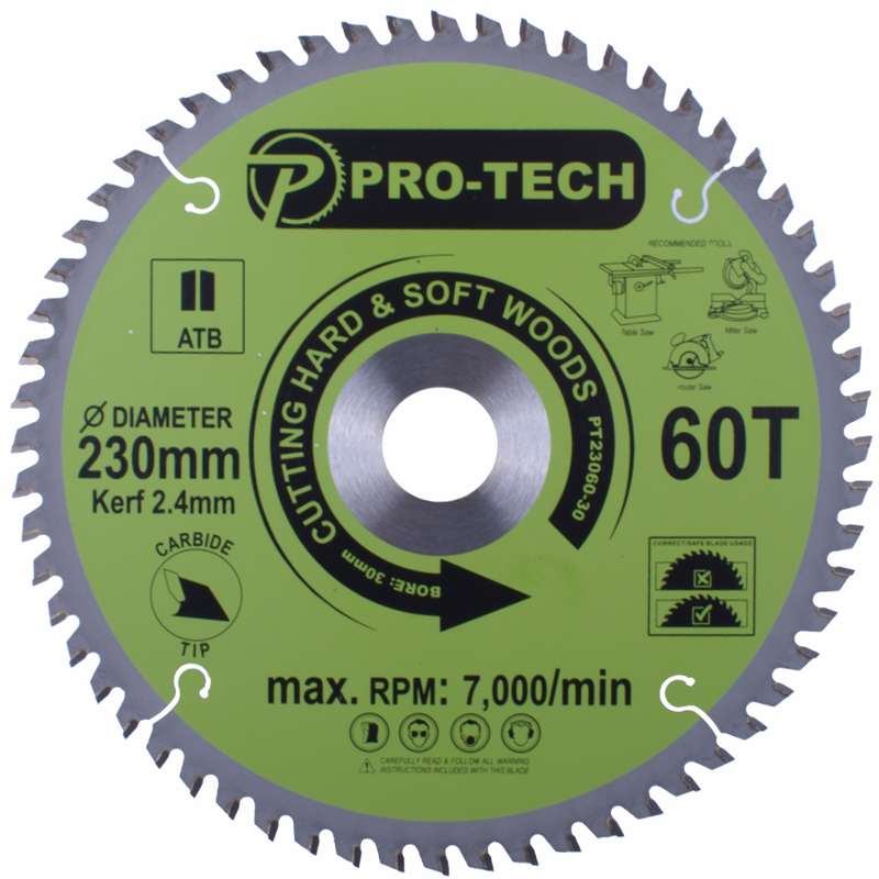 Pro-tech Saw Blade Tct 230 X 2.4 X 30 X 60t Wood Prof.
