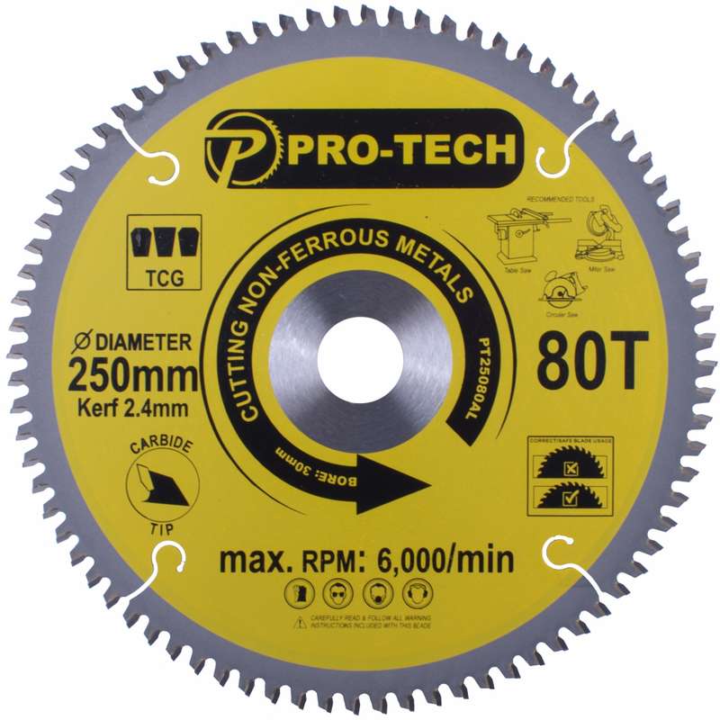 Pro-tech Saw Blade Tct 250 X 2.4 X 30 X 80t Alum. Prof.