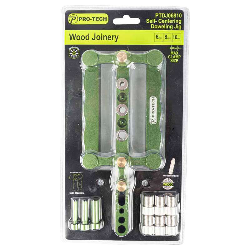 Pro-tech Dowel Jig Self-centering 6/8/10mm Alum. 16mm - 60mm Range