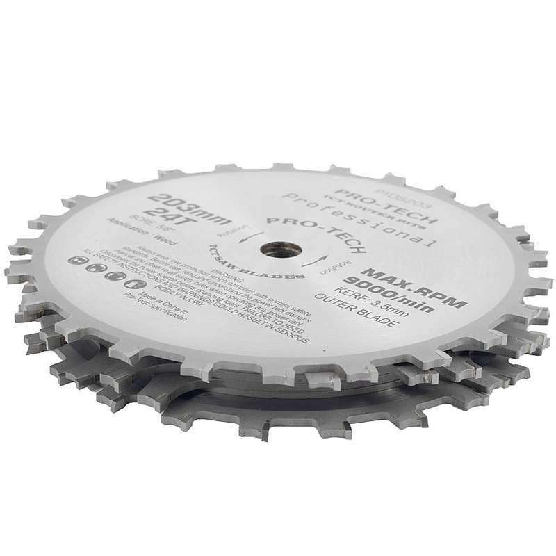Pro-tech Dado Set 203mm X 15.88 X 24t 4 X 1/8\' 3/32\'1/16\' Chip 27.5mm