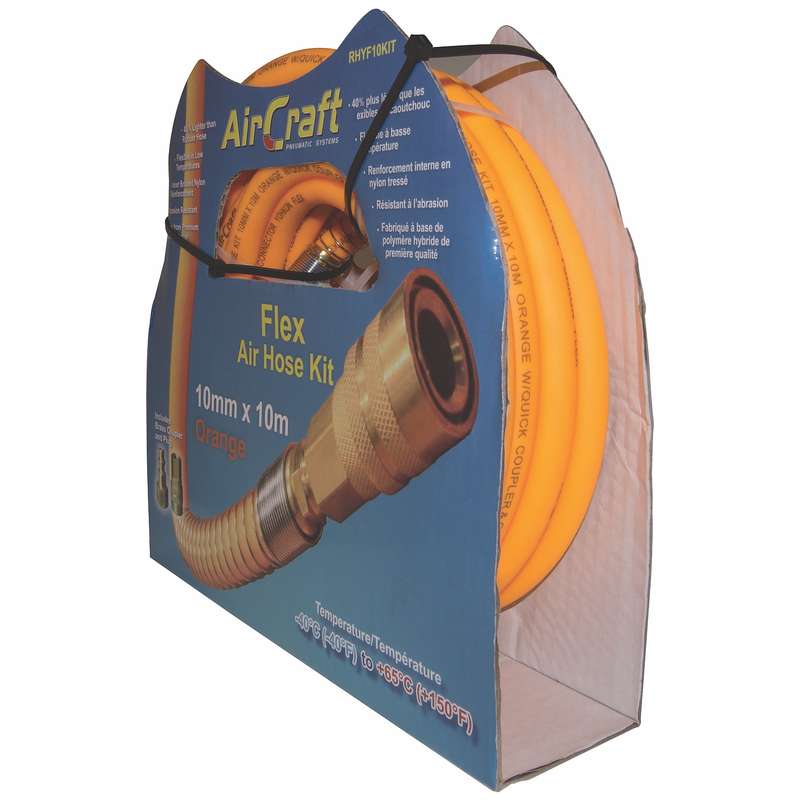 Aircraft Flex Air Hose Kit 10mm X 10m Orange  W/quick Coupler & Connector Yohko