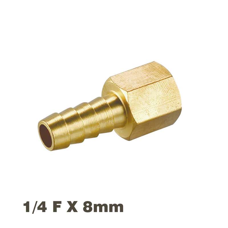 Aircraft Hose Tail Connector Brass 1/4f X 8mm