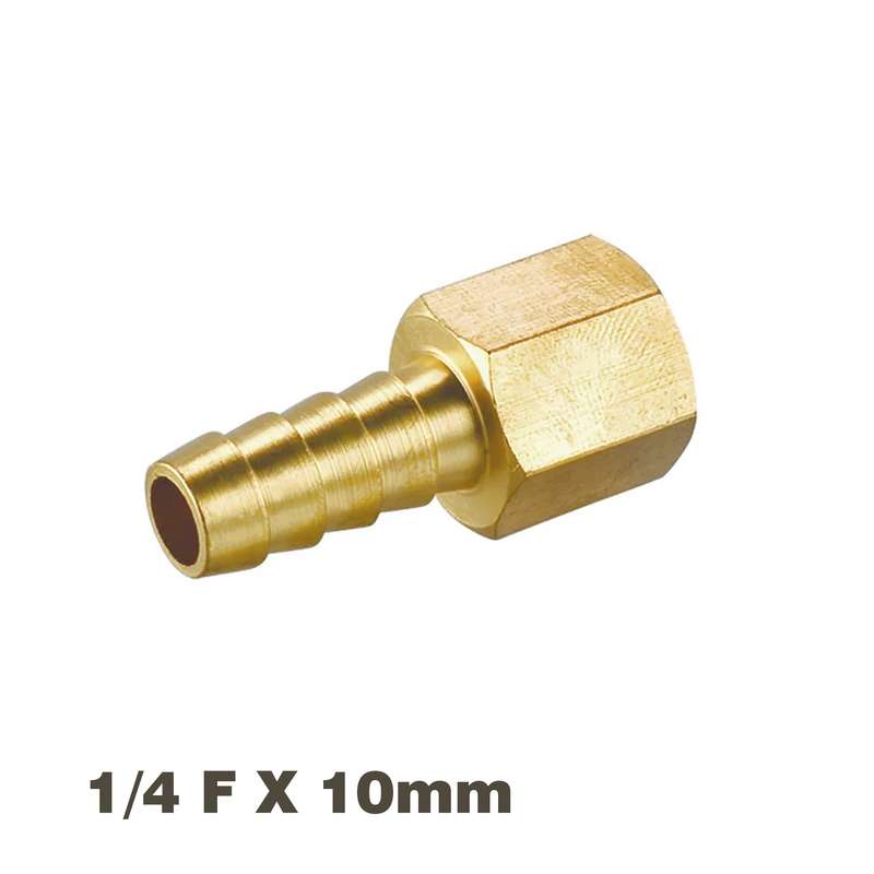 Aircraft Hose Tail Connector Brass 1/4f X 10mm