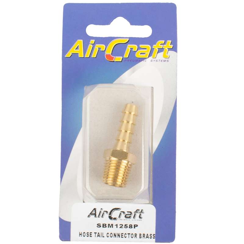 Aircraft Hose Tail Connector Brass 1/4m X 8mm 1pc Pack