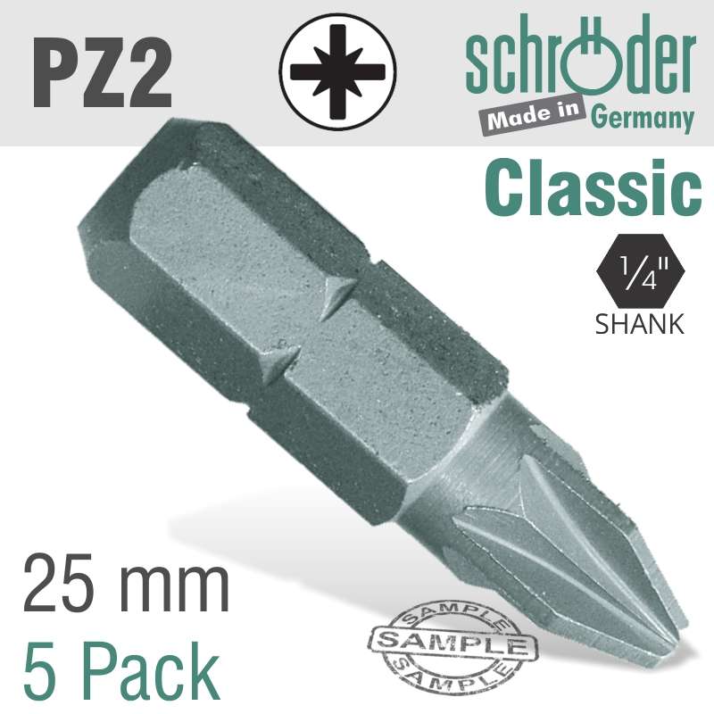 Schroder Pozi.no.2x25mm Classic Bit 5cd