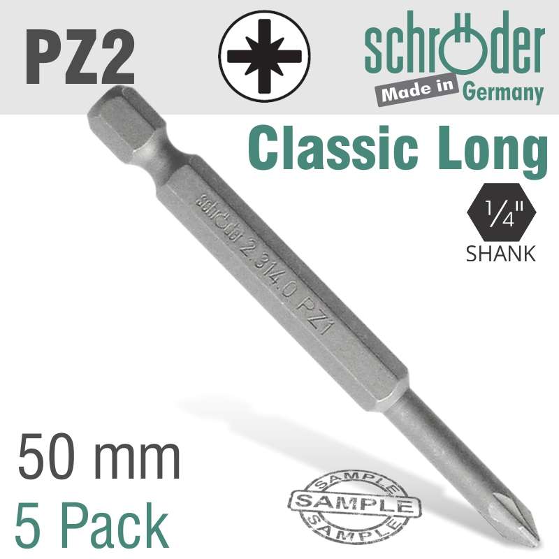 Schroder Pozi No.2 X 50mm Classic Power Bit 5cd
