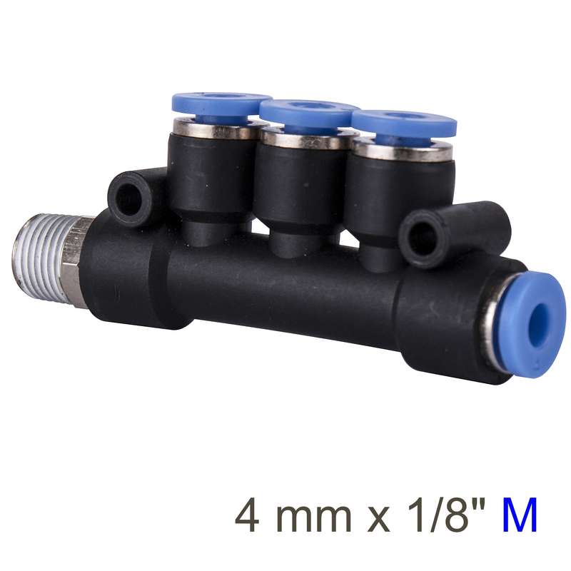 Aircraft Pu Hose Fitting Manifold 4 X 4mm Port X 1/8\'m