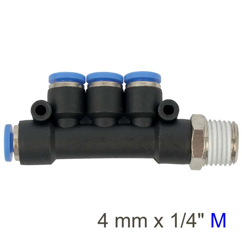 Aircraft Pu Hose Fitting Manifold 4 X 4mm Port X 1/4\'m