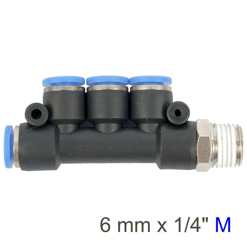 Aircraft Pu Hose Fitting Manifold 4 X 6mm Port X 1/4\'m