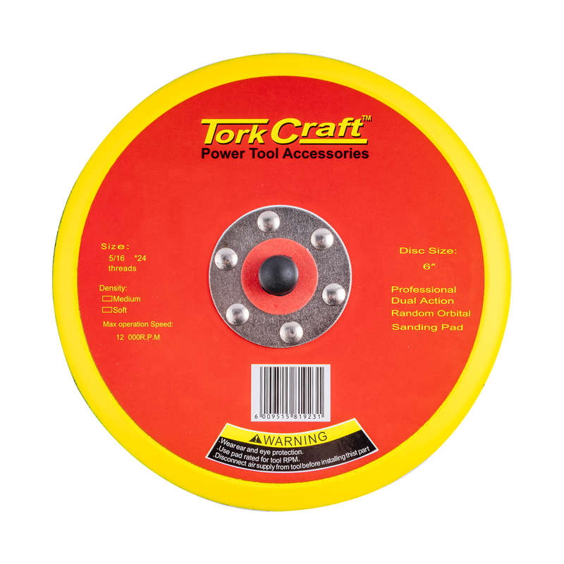 Tork Craft Da Sander Pad Hook And Loop 5 16 - 24unf Med Soft No Holes 150mm 6\'