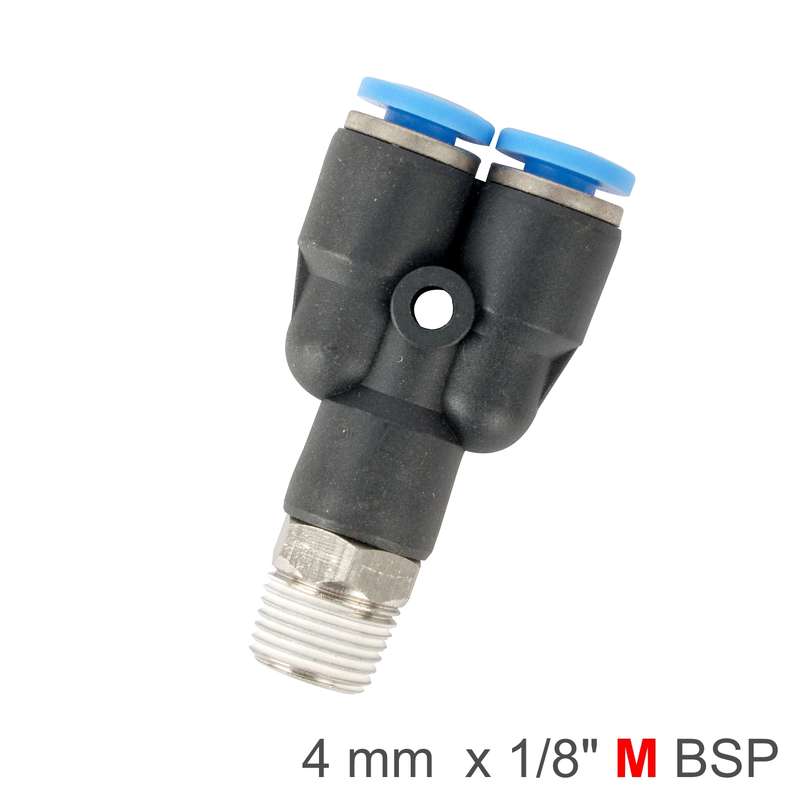 Aircraft Pu Hose Fitting Y Joint 4mm-1/8 M