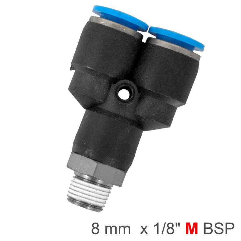 Aircraft Pu Hose Fitting Y Joint 8mm-1/8 M