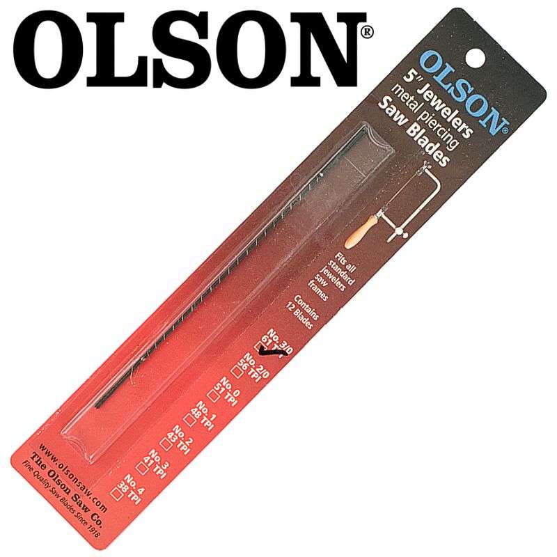 Olson Jewelers Metal Piercing Saw Blades 61tpi Plain End 6pc