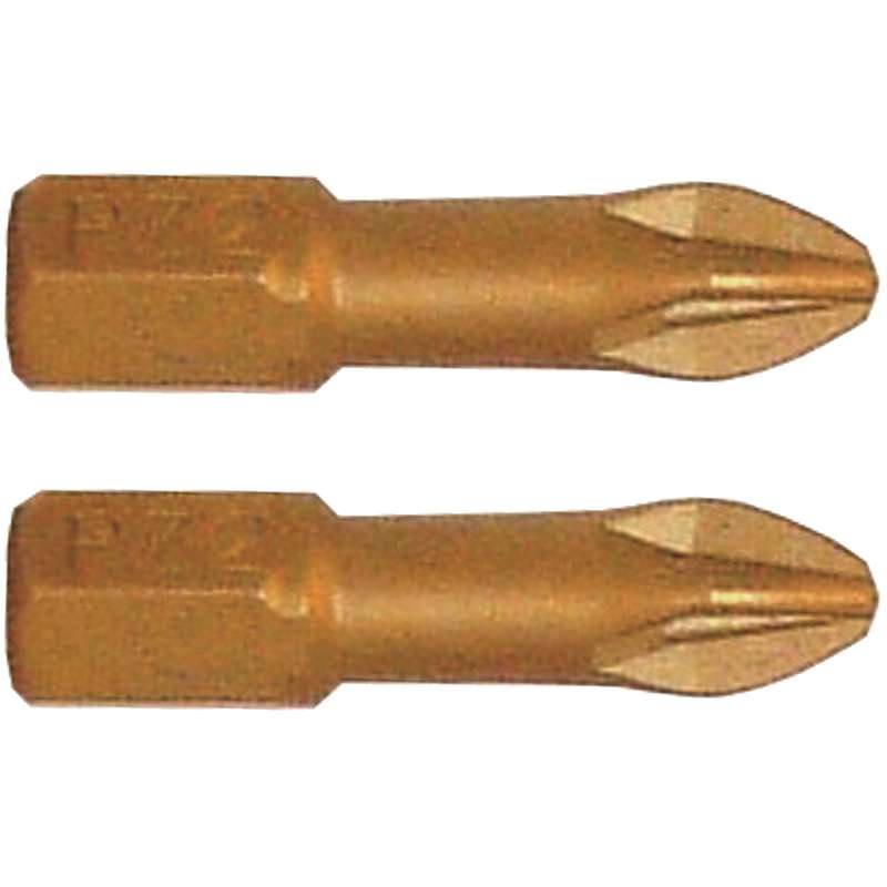 Tork Craft Pozi 2 X 25mm Insert Bit Torsion Tin Coated 2pce Pz2