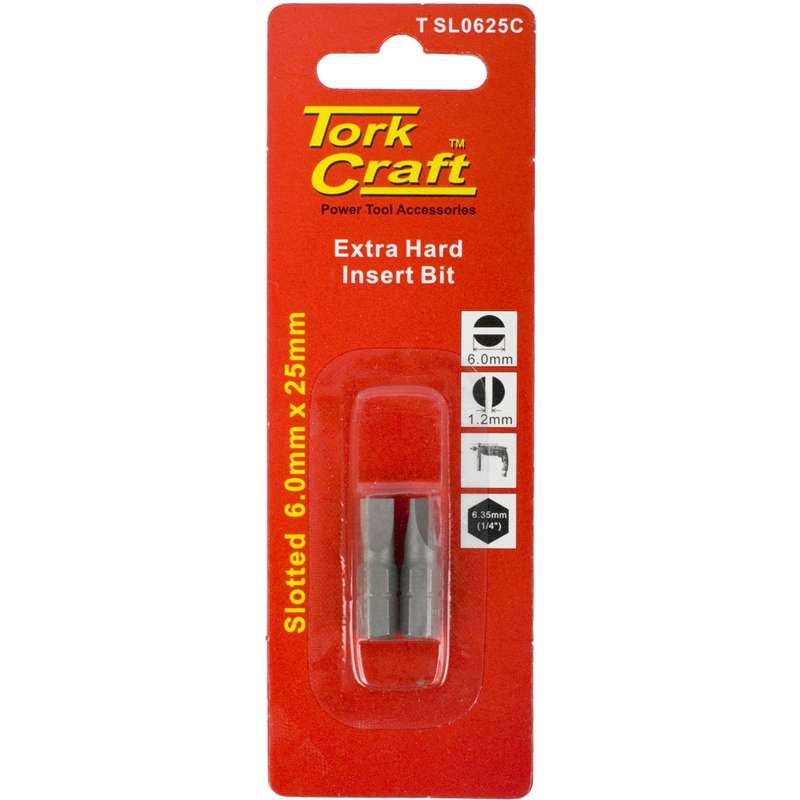 Tork Craft S/d Insert Bit 6mmx25mm 2/card