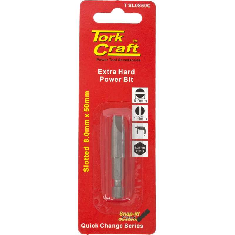 Tork Craft S/d Power Bit 8mmx50mm Slotted 1/cd