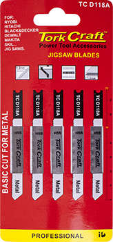 Tork Craft U-shank Jigsaw Blade 21tpi Metal 1.2mm 5pc