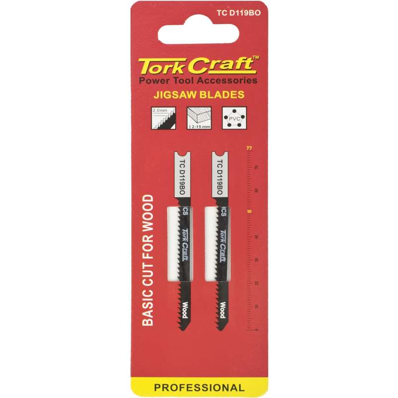 Tork Craft U-shank Jigsaw Blade 12tpi Wood 2mm 2pc